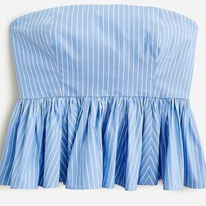 J. Crew - Strapless peplum top in stretch cotton poplin-blend stripe